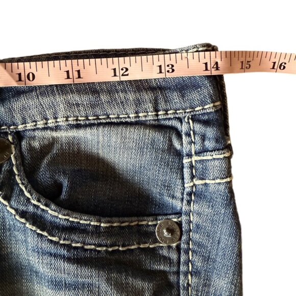 BIG⭐️STAR “Liv” Low Rise Flap Pocket Jeans 👖 Distressed Bootcut Denim Sz 25R - Picture 15 of 16